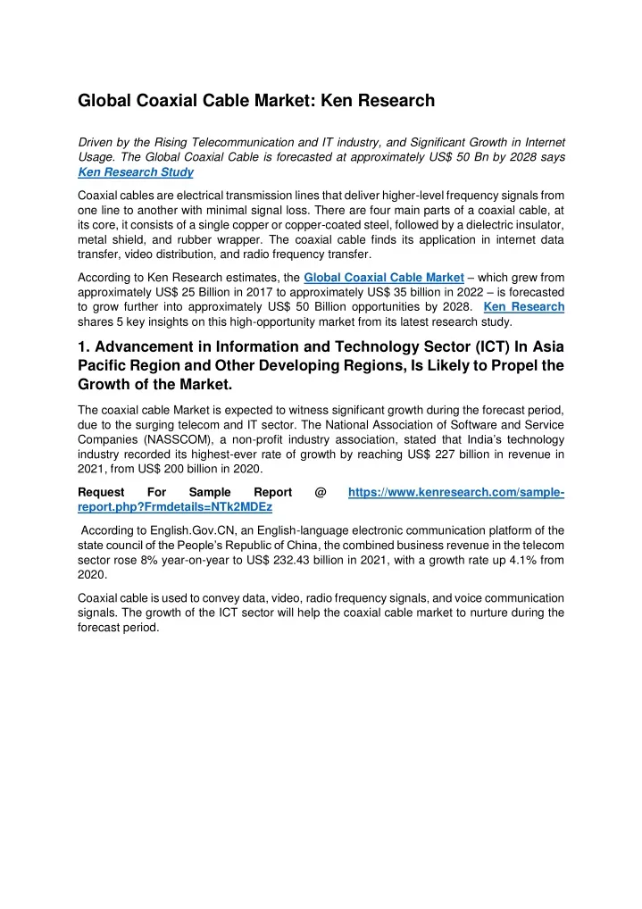 global coaxial cable market ken research