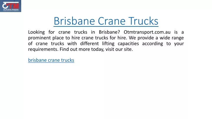 brisbane crane trucks