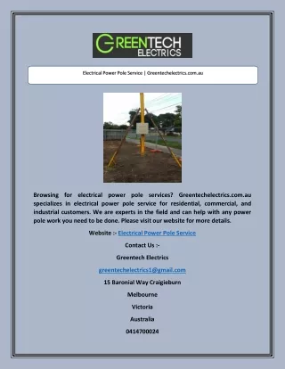 Electrical Power Pole Service | Greentechelectrics.com.au
