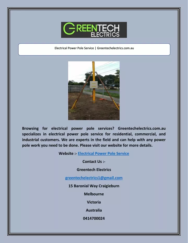 electrical power pole service greentechelectrics