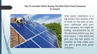 Tips To Consider When Buying The Best Solar Panel Company In Ireland