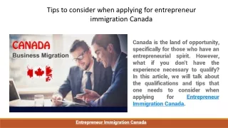 tips to consider when applying for entrepreneur