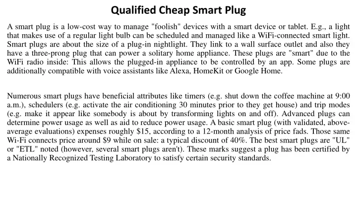 qualified cheap smart plug