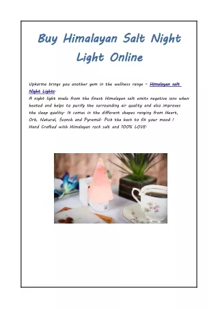 Buy Himalayan Salt Night Light Online