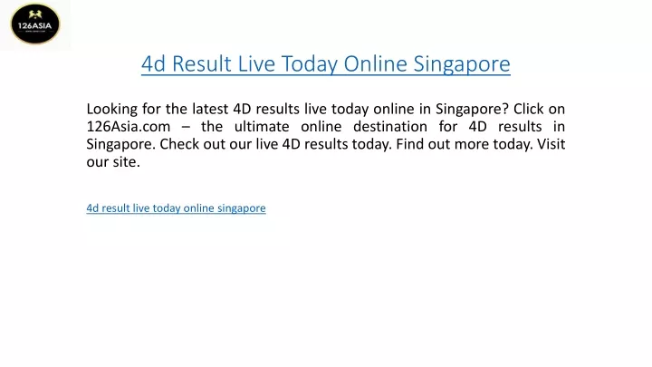 4d result live today online singapore