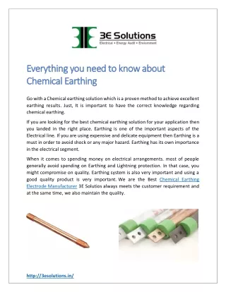 Everything you need to know about Chemical Earthing