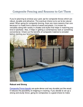 composite fencing and reasons to get them