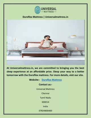 Duroflex Mattress | Universalmattress.in