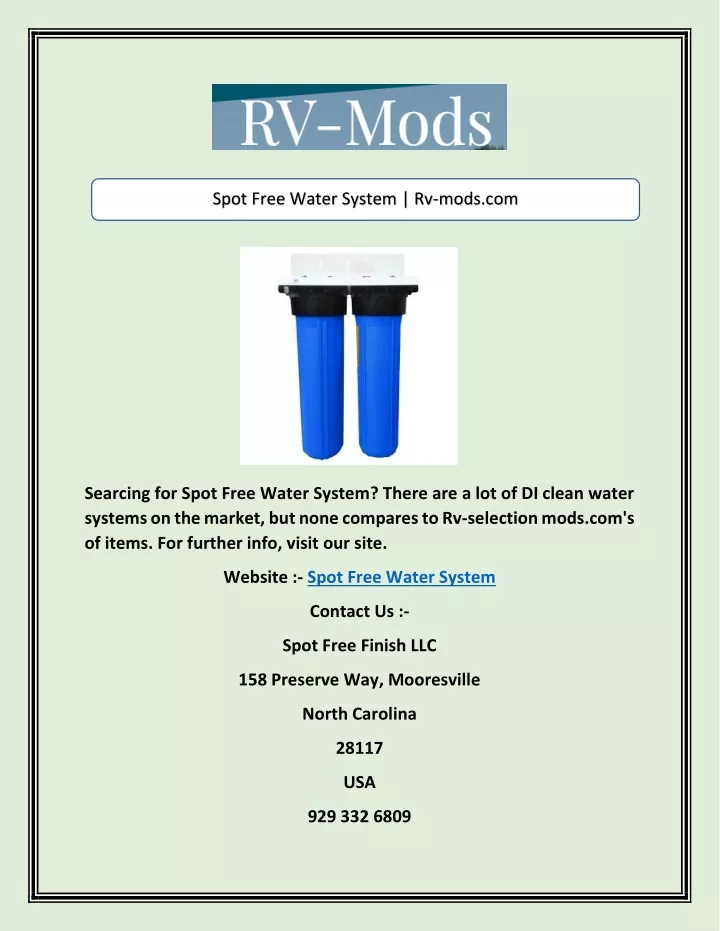 spot free water system rv mods com