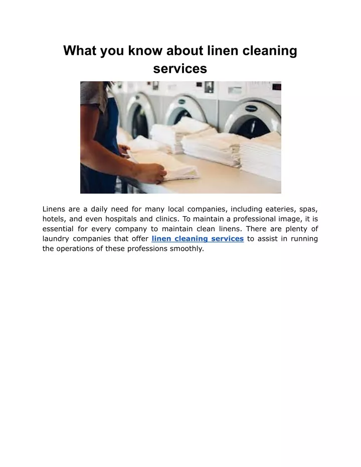 what you know about linen cleaning services