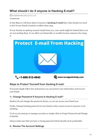 What should I do if anyone is Hacking E-mail