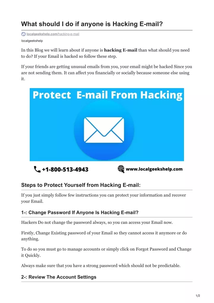what should i do if anyone is hacking e mail