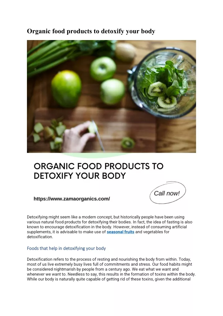 organic food products to detoxify your body