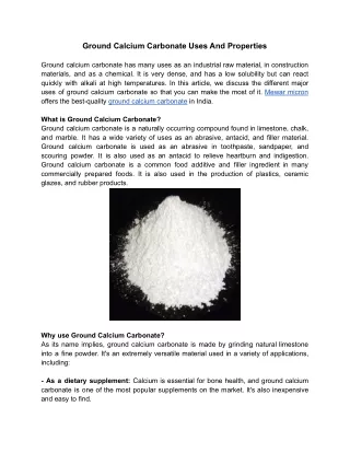 ground calcium carbonate uses and properties