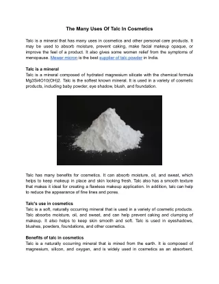 the many uses of talc in cosmetics