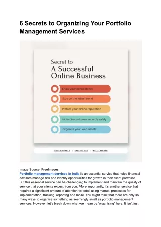 6 secrets to organizing your portfolio management