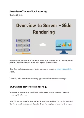 Overview of Server-Side Rendering
