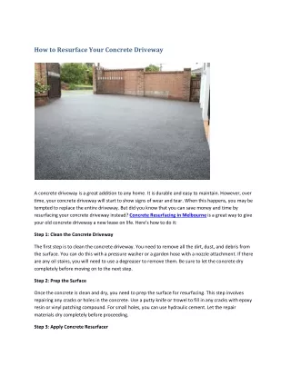 how to resurface your concrete driveway
