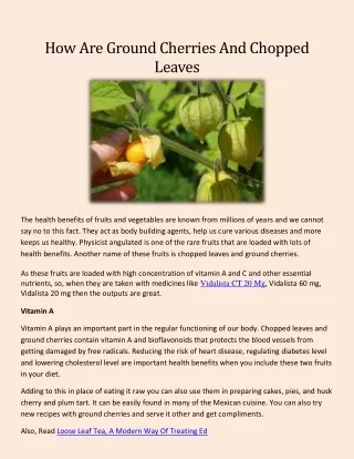 How Are Ground Cherries And Chopped Leaves