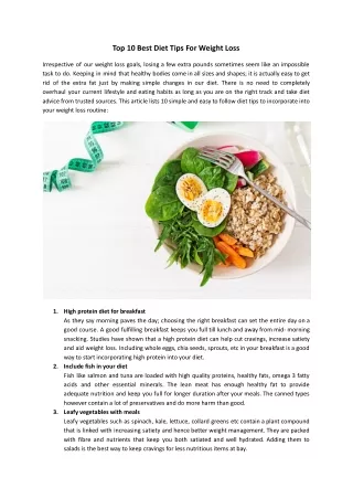 Top 10 Best Diet Tips For Weight Loss