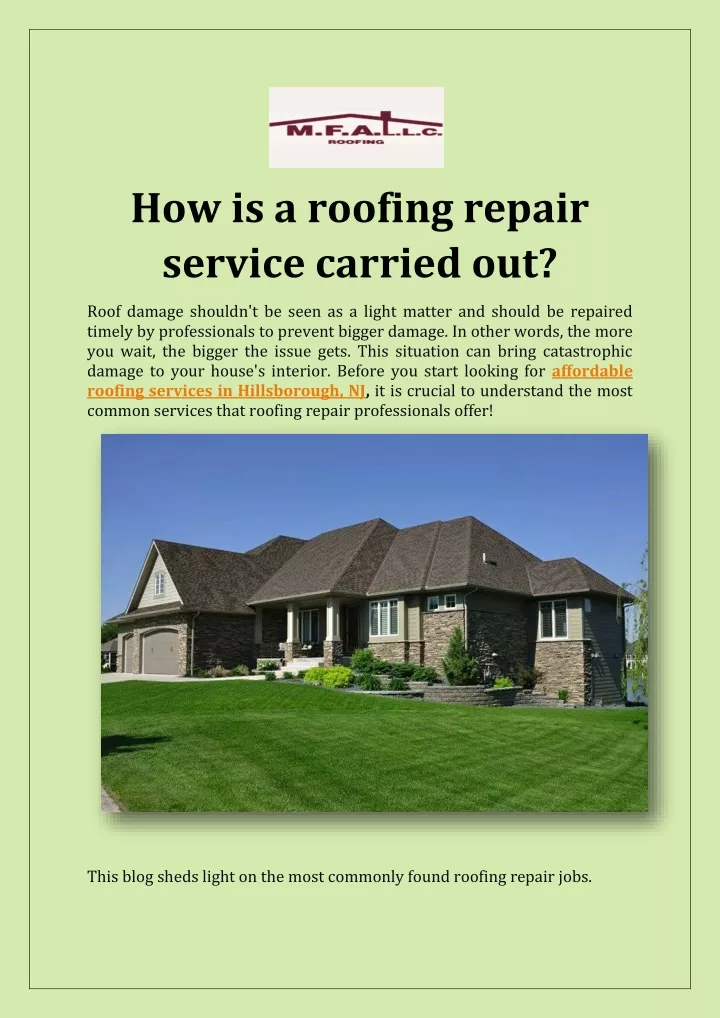 how is a roofing repair service carried out