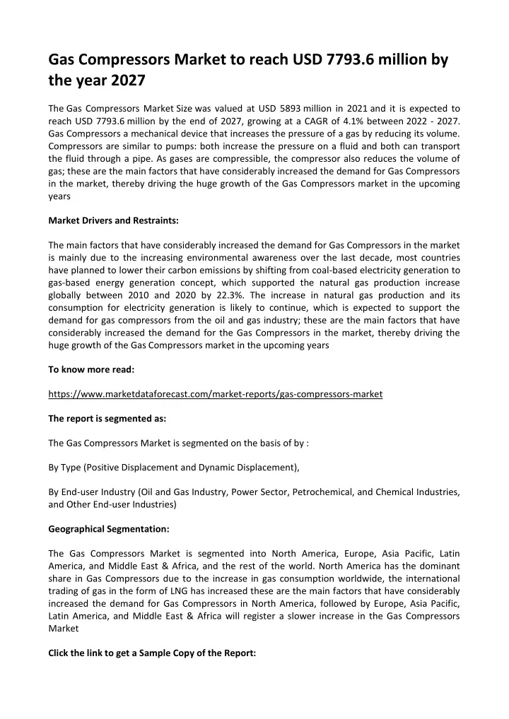 gas compressors market to reach usd 7793