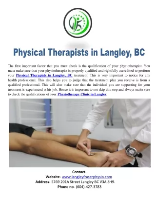 Physical Therapists in Langley, BC