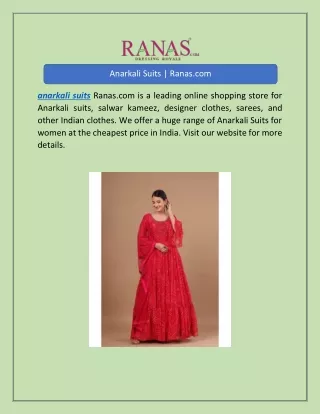 Anarkali Suits | Ranas.com