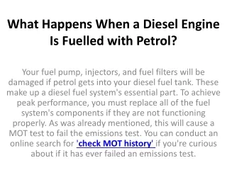 what happens when a diesel engine is fuelled with petrol