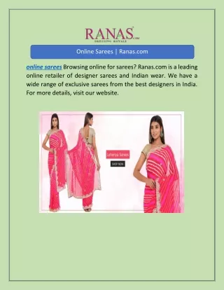 Online Sarees | Ranas.com