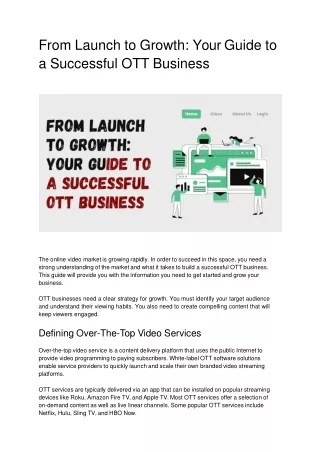 From Launch to Growth Your Guide to a Successful OTT Business