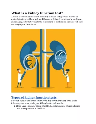 what is a kidney function test a series