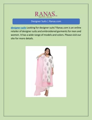 Designer Suits | Ranas.com