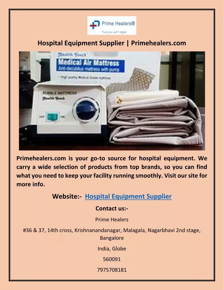 hospital equipment supplier primehealers com