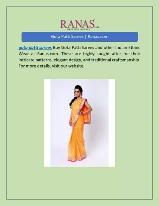 Gota Patti Sarees | Ranas.com