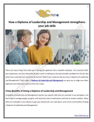 How a Diploma of Leadership and Management strengthens your job skills