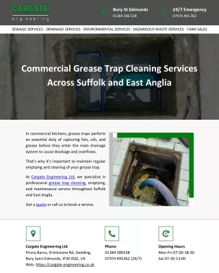 Commercial Grease Trap Cleaning Services Across Suffolk and East Anglia