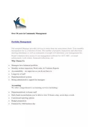 over 30 years in community management portfolio