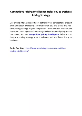 competitive pricing intelligence helps