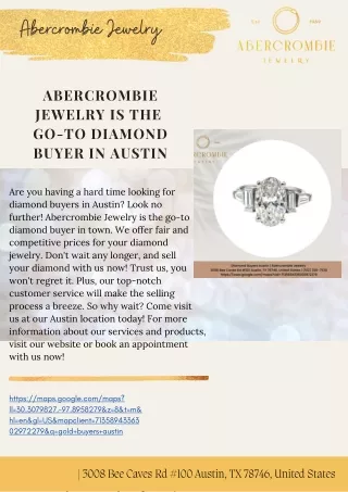Abercrombie Jewelry is the go to diamond buyer in Austin