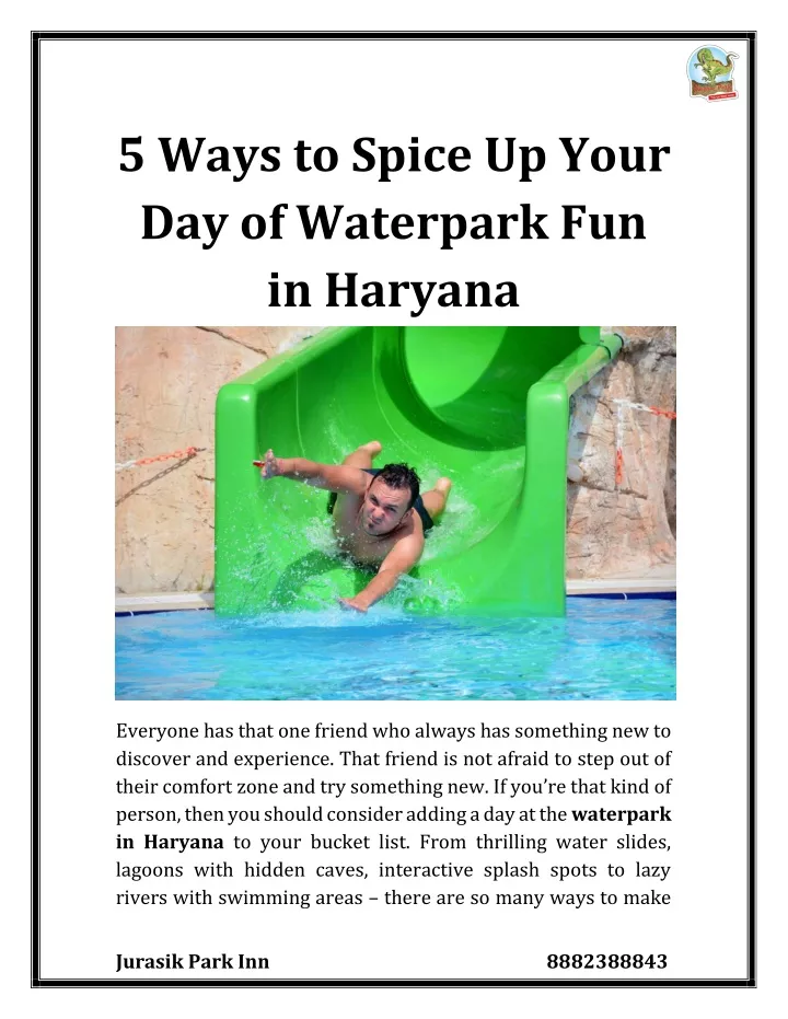 5 ways to spice up your day of waterpark