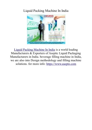 Liquid Packing Machine In India