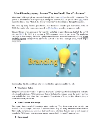 Miami Branding Agency: Reasons Why You Should Hire a Professional?
