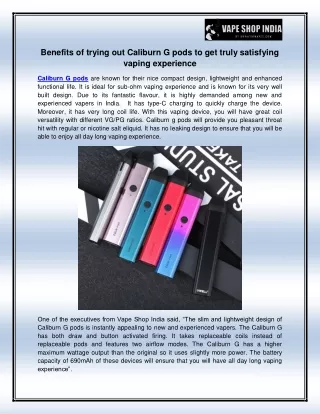 benefits of trying out caliburn g pods