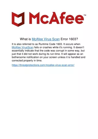 what is mcafee virus scan error 1603