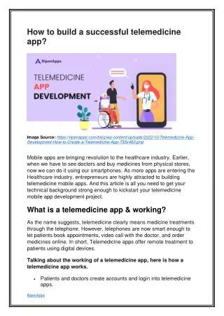how to build a successful telemedicine app