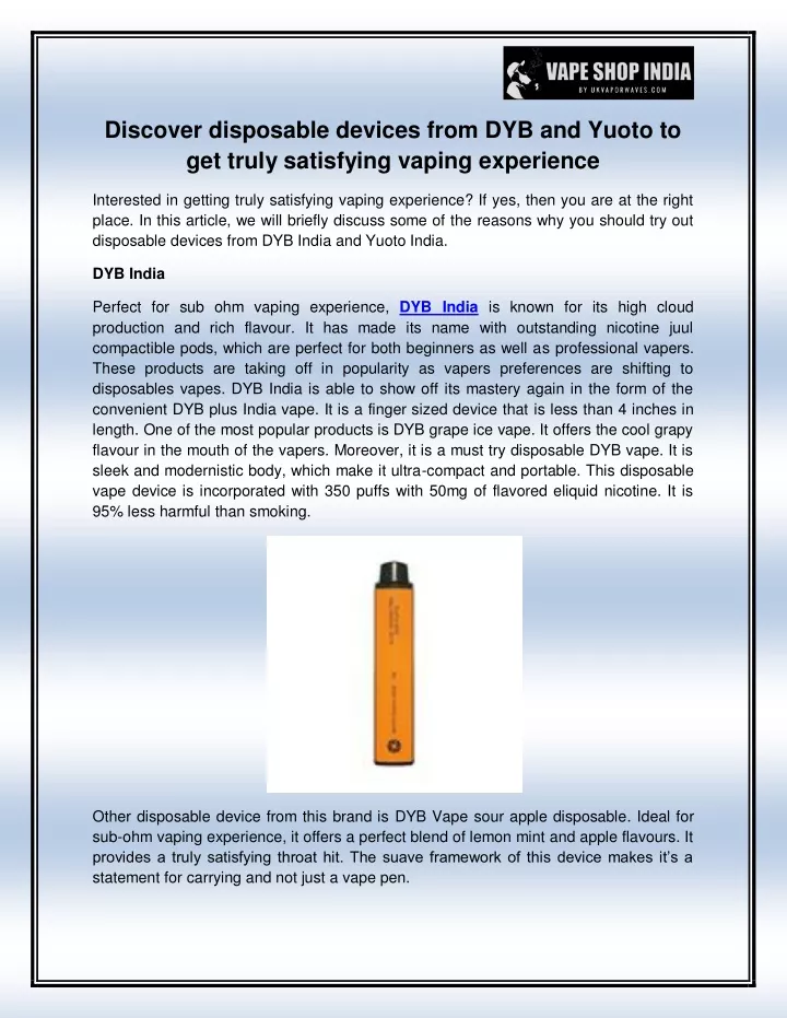 discover disposable devices from dyb and yuoto