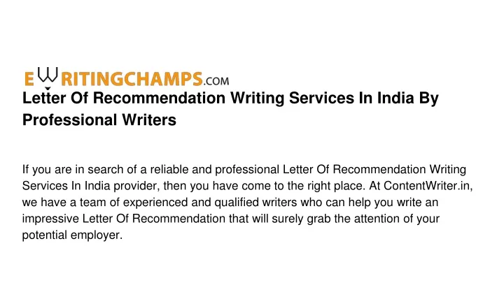 letter of recommendation writing services in india by professional writers