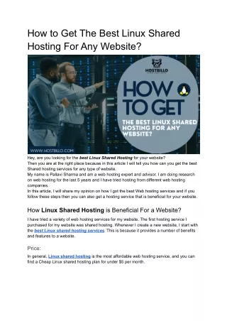 how to get the best linux shared hosting