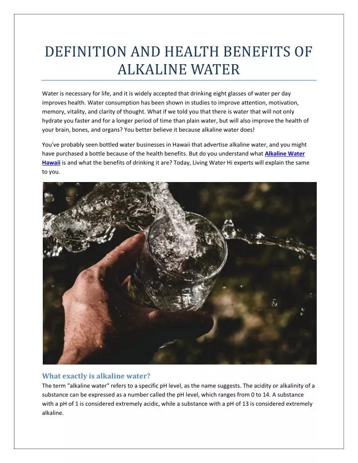definition and health benefits of alkaline water